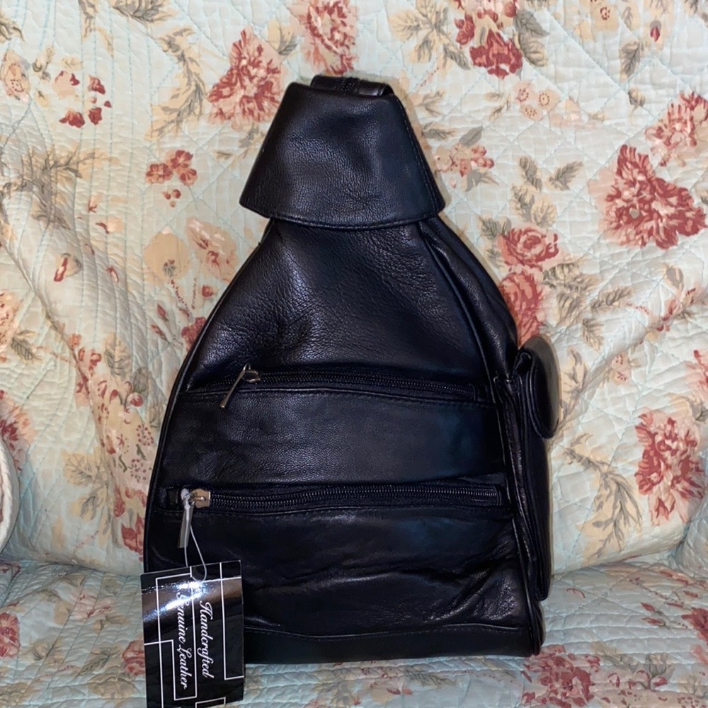Small Black Leather Backpack Purse